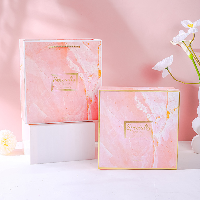 Caja de regalo de boda, caja vacía de alta gama, tamaño grande, estilo moderno, caja cuadrada para regalo de San Valentín, caja de embalaje para regalo con asa.