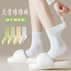 Japanese style piled socks for girls, spring and summer thin pure cotton boneless socks, breathable, mid-calf autumn and long socks for women