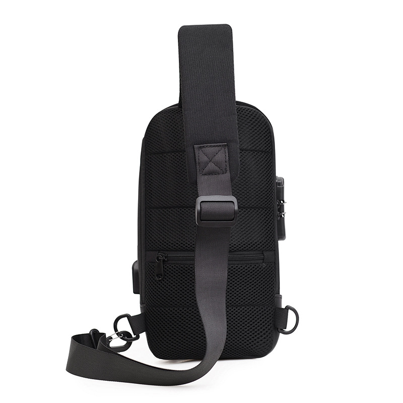 Bloqueo de contraseña antirrobo bolso de mensajero de tela Oxford para hombres bolso de pecho recargable USB bolso bandolera deportivo bolso cruzado para hombres