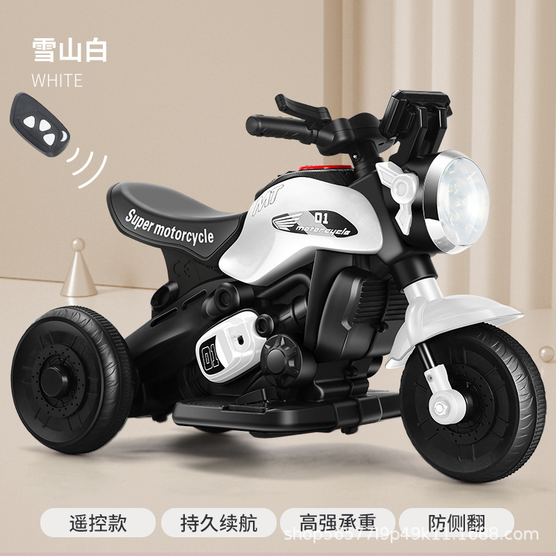 Coche de la batería del bebé del triciclo de la motocicleta eléctrica de los niños pueden sentarse en la defensa humana Flip carga coche de juguete de control remoto