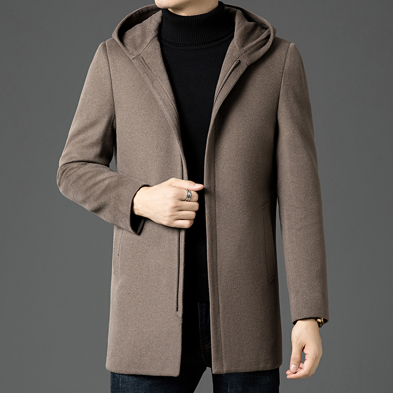 Demi-season long woolen woolen coat