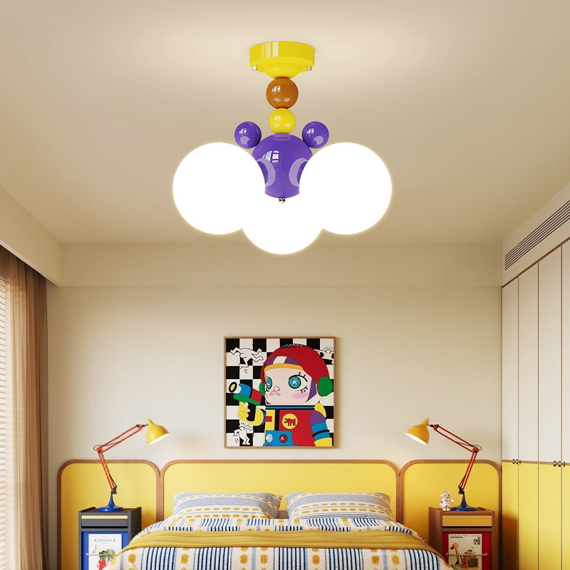 儿童房吸顶灯彩色多巴胺书房卧室灯2025新款孟菲斯童趣护眼房间灯