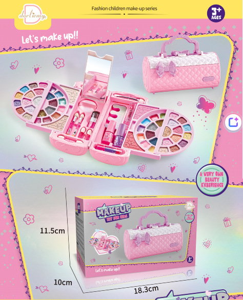 Set de Caja de Maquillaje Portátil para Niñas de Plástico para Regalo de Cumpleaños