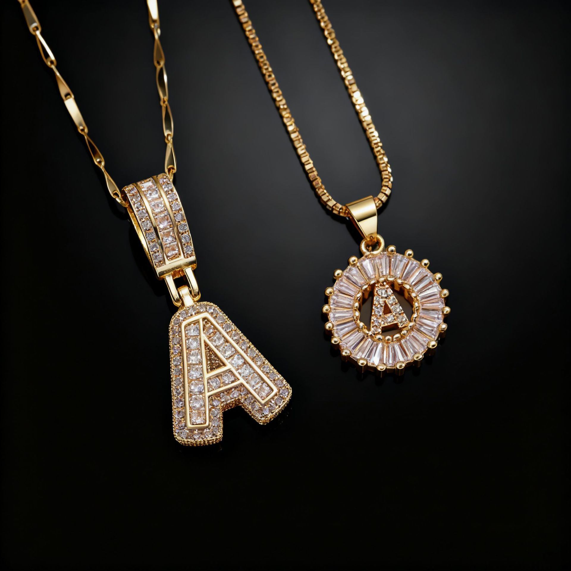 Temu Popular Full Diamond Letter Necklace Copper Inlaid Zircon Jewelry Clavicle Chain Gold-Plated Short Pendant Manufacturer Wholesale