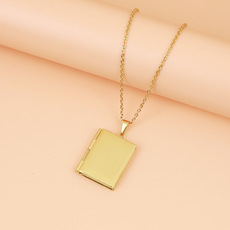 跨境时尚个性相盒可打开镜面光面不锈钢相盒项链吊坠 diy饰品配件