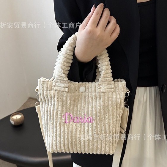 ETSY Distinctive Embroidered Corduroy Bucket Bag Crossbody Girl Bag Western Style Texturing Shoulder Handbag Simple ETSY Distinctive Embroidered Corduroy Bucket Bag Crossbody Girl Bag Western Style Texturing Shoulder Handbag Simple