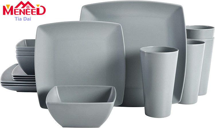 Customized 16-Piece Household Camping Style Square Melamine Tableware Set Melamine Tableware Set Customized 16-Piece Household Camping Style Square Melamine Tableware Set Melamine Tableware Set