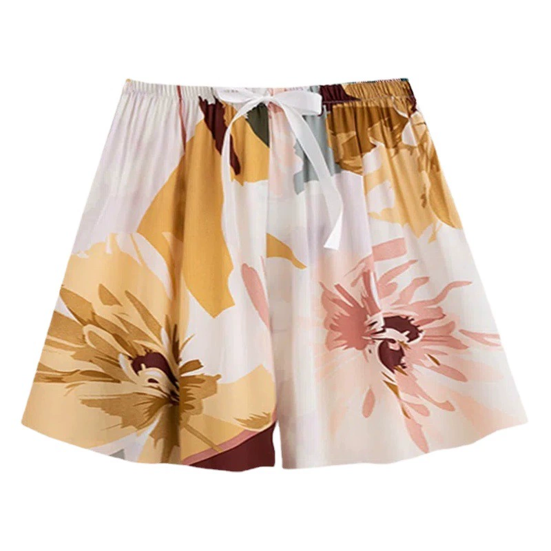 Хлопковые шелковые Весенние Новые квартальные пляжные Женские однотонные хлопковые шелковые женские шорты на берегу моря, повседневная домашняя верхняя одежда, брюки