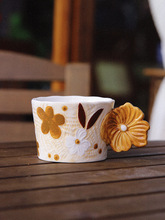 复古浮雕创意彩绘陶瓷马克杯牛奶杯咖啡杯高颜值下午茶杯子