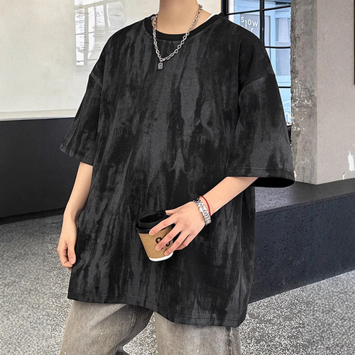 Men's Summer Fashion Brand American Heavyweight Half Sleeve Loose High-end Casual Short Sleeve T-shirt 