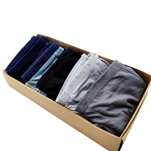 Men's underwear breathable youth boxer briefs personalized men's boxer briefs simple mid-waist solid color boxed cross-border wholesale