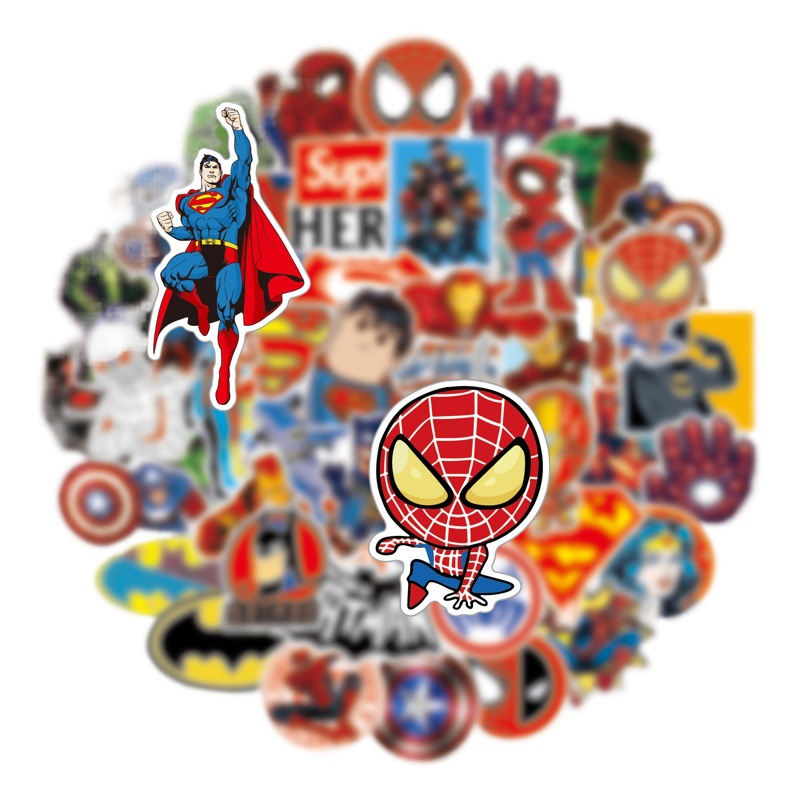 50 pegatinas de Superman de dibujos animados para niños DIY pegatinas portátil taza de agua equipaje portátil pegatinas