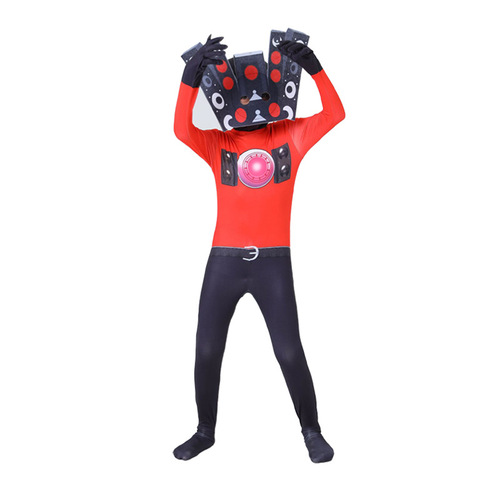 Halloween Skibidi tights cos costume jumpsuit children's cosplay suit surveillance man vs toilet man