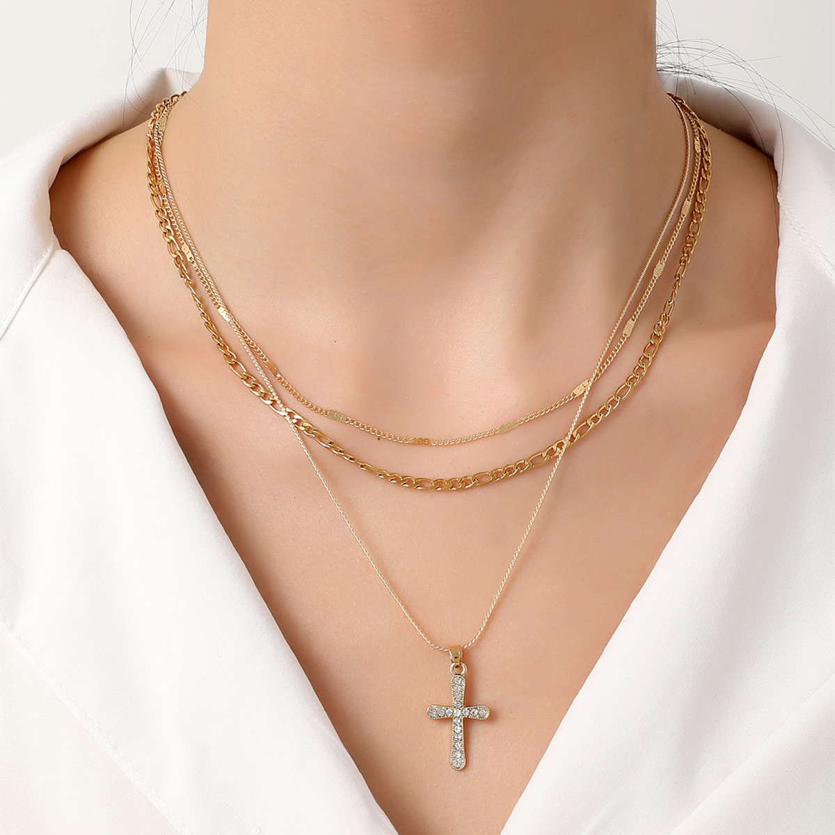크로스 목걸이-골드