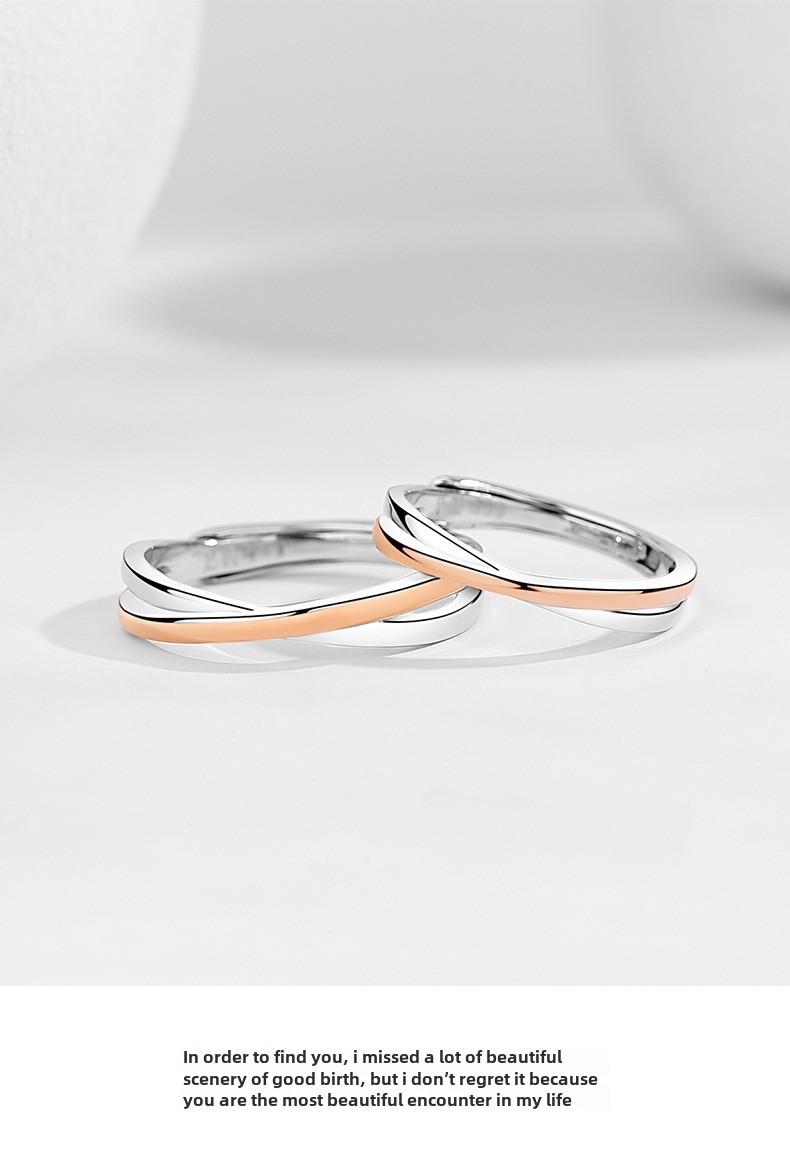 Mobius Couple Ring Sterling Silver Niche Design Adjustable Open Ring_voghion.com