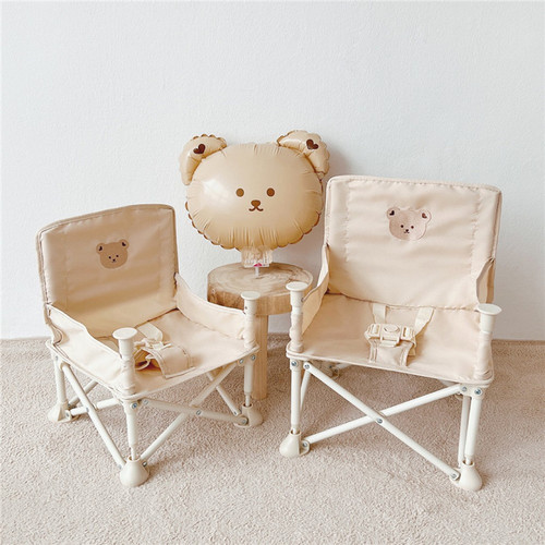 ins Korean embroidery bear rabbit squirrel children multifunctional folding dining chair baby beach chair camping chair