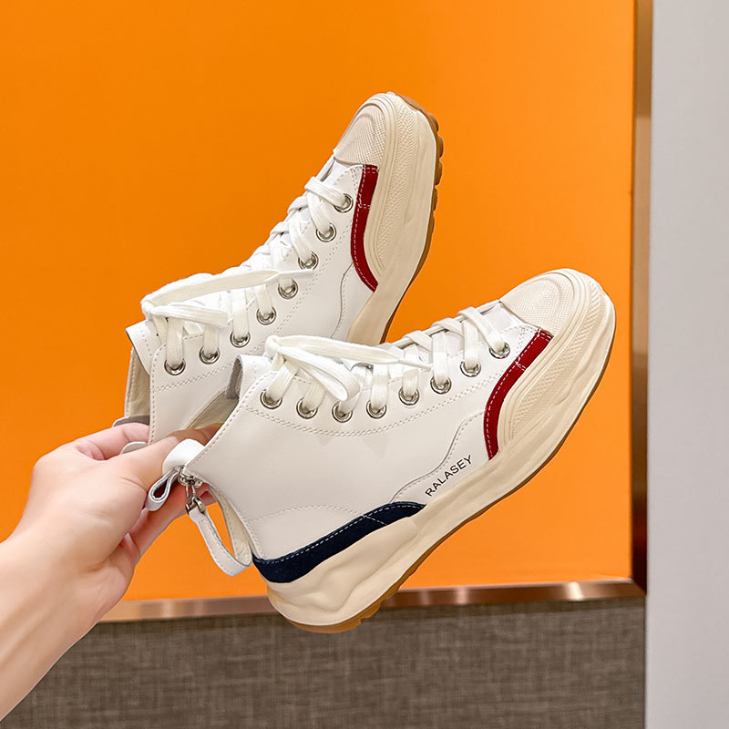 High-Top White Shoes for Women 2024 New Korean Style Inner Heightening Sports Shoes Versatile Ins Student Trendy Casual Sneakers for Women