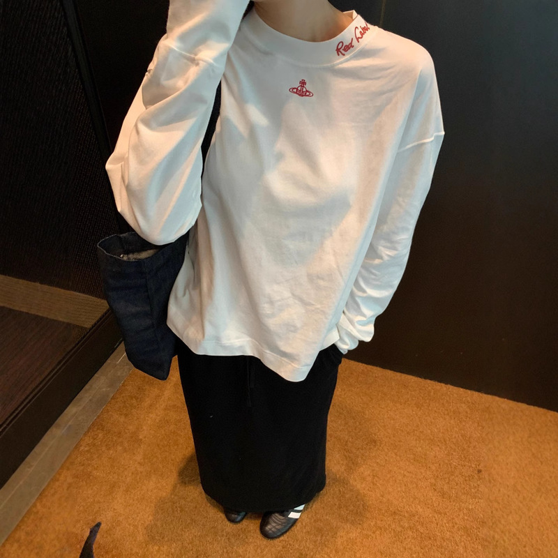 High-Quality Export Export Single, Soft Cotton Material, Heavy-Duty Fine Embroider, Saturn Style Bottoming Shirt Top t