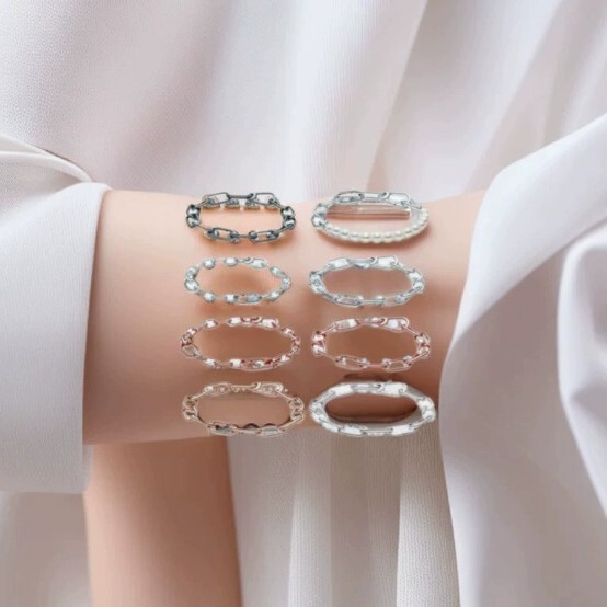 Pan's New Cross-Border White Copper Silver-Plated Handmade Button-Style Bracelet, Simple DIY Jewelry Pan's New Cross-Border White Copper Silver-Plated Handmade Button-Style Bracelet, Simple DIY Jewelry