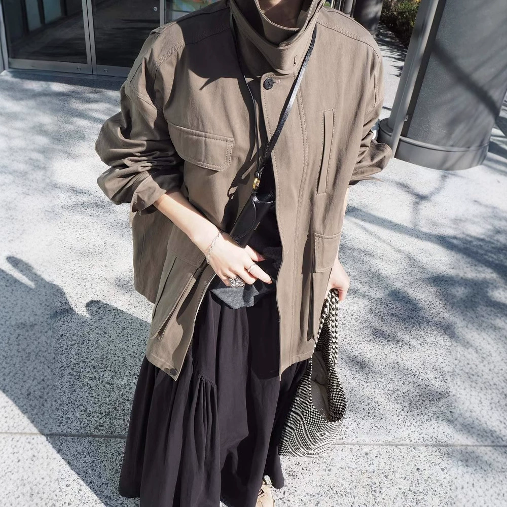 Сухой журавль весенний и летний темперамент простой рабочий стиль наружный силуэт ветровка тонкая повседневная свободная куртка для женщин