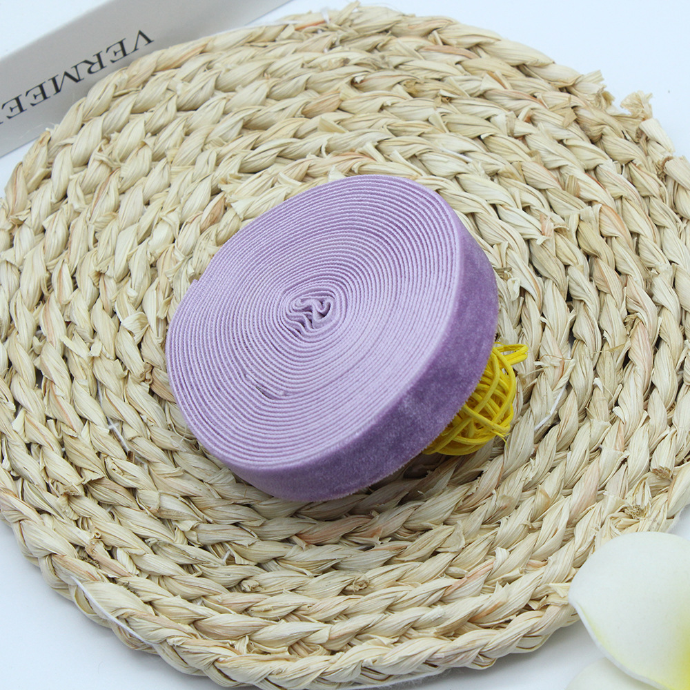 2cm unilateral banda de flocado ropa hecha a mano DIY accesorios, regalo de pastel embalaje de seda de terciopelo