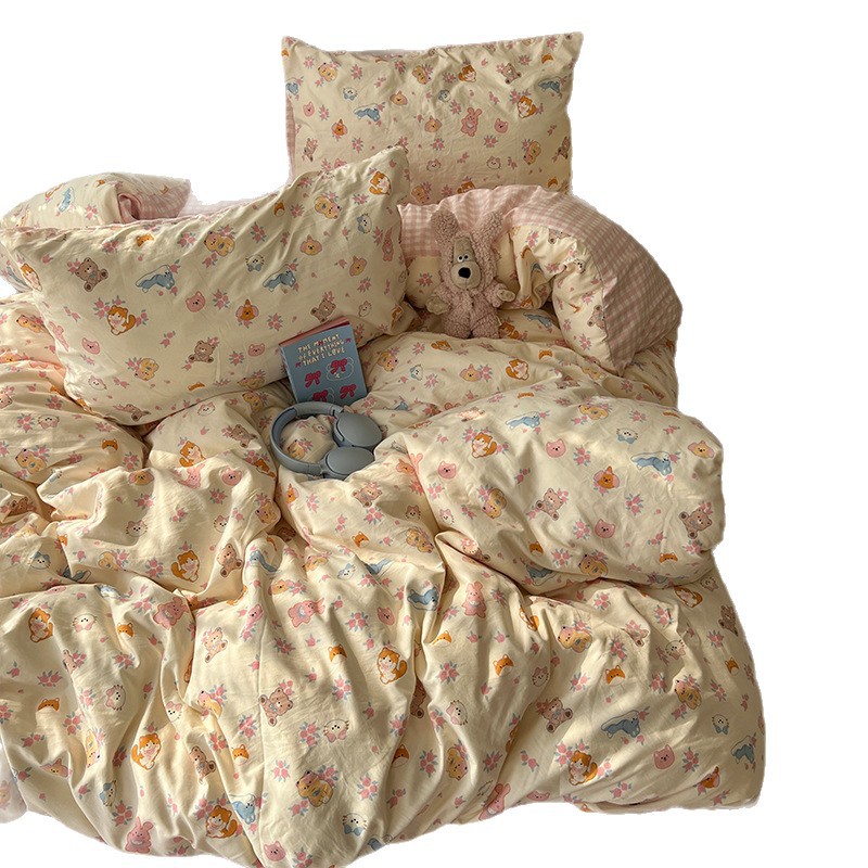 Cama de cuatro piezas de madres y bebés de clase A sábanas de algodón cubierta cama de dormitorio de estudiantes de tres piezas de cama