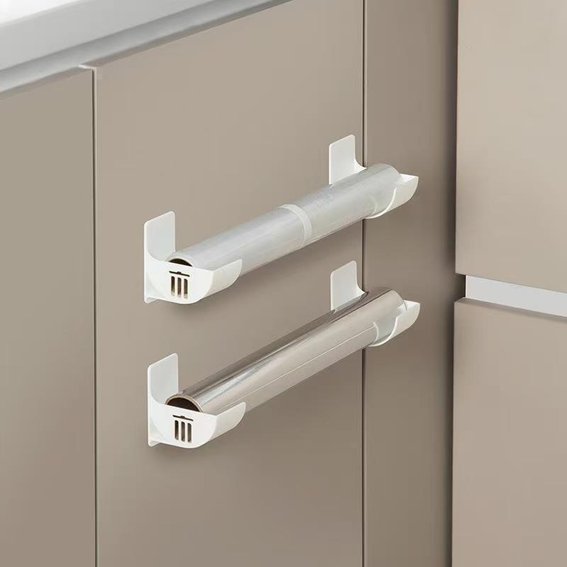 Kitchen Storage Rack, No-Drill, Multifunctional Storage Rack for Cling Film and Rolling Pin, Hanging Rack for Inside Cabinet Doors, Kitchen Gadget Kitchen Storage Rack, No-Drill, Multifunctional Storage Rack for Cling Film and Rolling Pin, Hanging Rack for Inside Cabinet Doors, Kitchen Gadget
