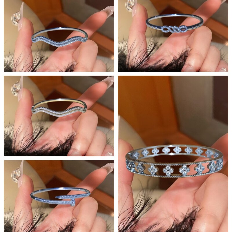 New Cross-Border Creative Personalized Micro-Paved Zircon Plated 18K Open Nail Bracelet Adjustable Bracelet Factory Direct Supply New Cross-Border Creative Personalized Micro-Paved Zircon Plated 18K Open Nail Bracelet Adjustable Bracelet Factory Direct Supply
