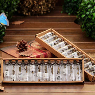 A Box of 12 Sahara Sand Bottles, Travel Drift Bottles, Travel Memory Collection Bottles, Commemorative Retro Style Memory Bottles