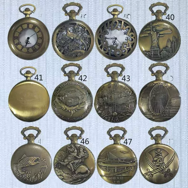 Wholesale Personalized Hollow-Out Vintage Pocket Watch Flip-Top Quartz Watch Creative Dial Vintage Pocket Watch Unisex