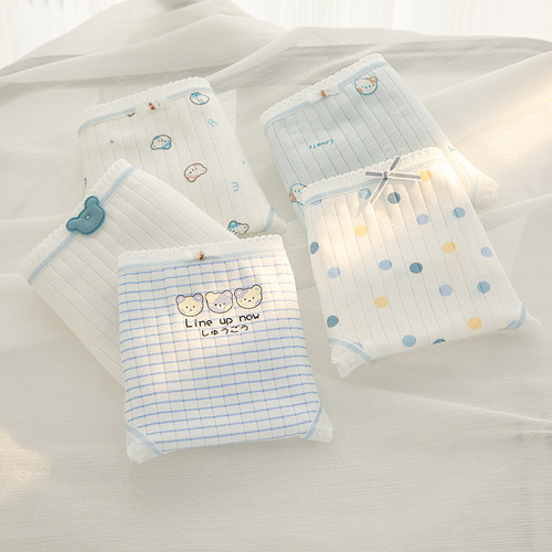 Category A baby cotton ladies cartoon girl underwear women's mid-waist breathable cotton antibacterial crotch bag buttocks student briefs