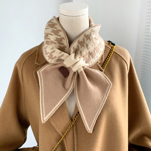  new Korean style houndstooth knitted wool student style scarf fashion decorative double-sided thickened scarf neck scarf