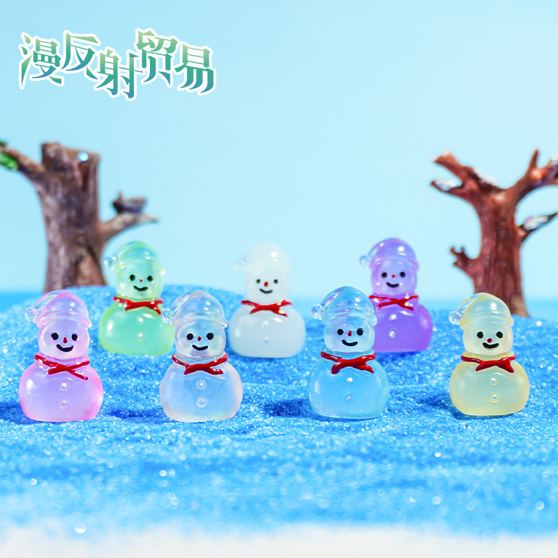 Luminoso muñeco de nieve micro paisaje nieve Navidad nuevo lindo pequeño adorno luminoso muñeco de nieve accesorios de decoración de escritorio