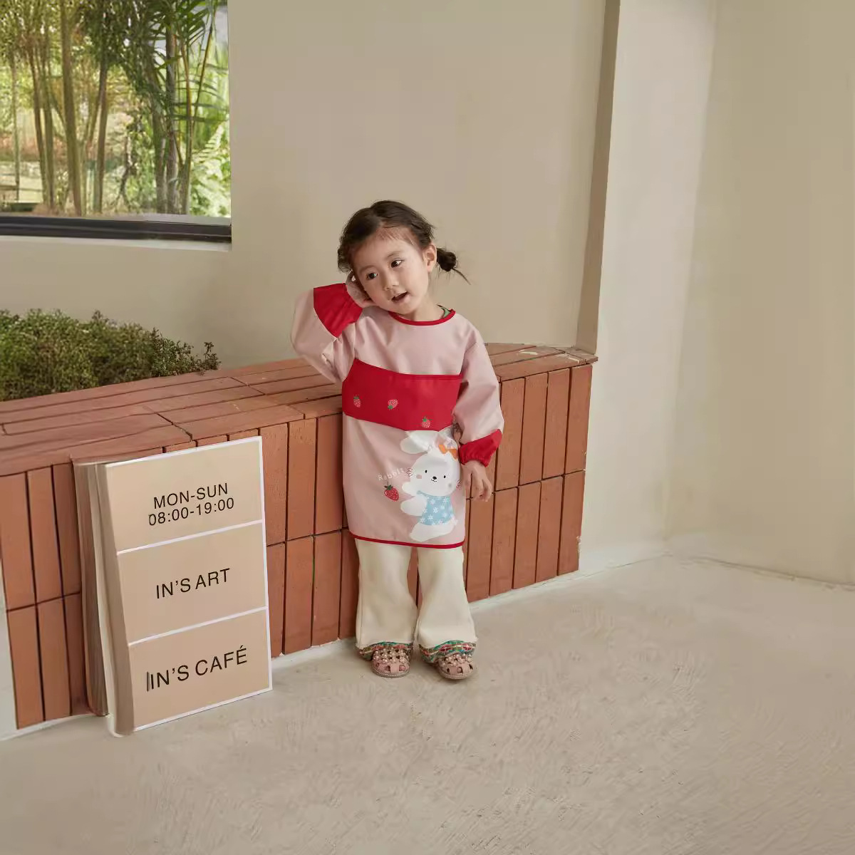 Lu Binghua 어린이 그림 외투 긴 방수 더러운 방지 및 청소하기 쉬운 유치원 앞치마 아기 앞치마 역