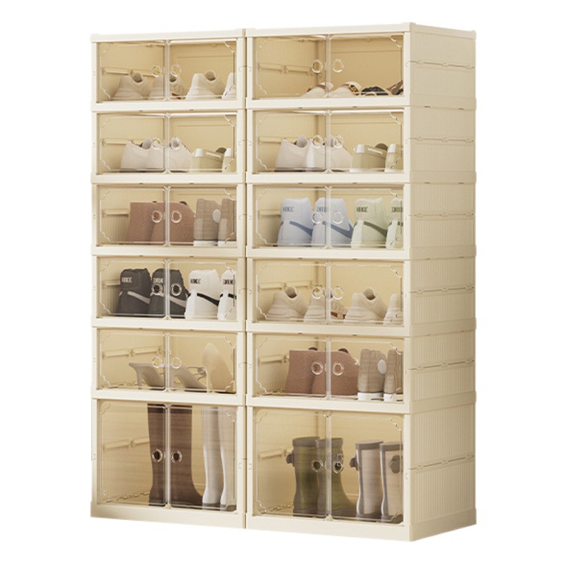 Luz de lujo transparente sin instalación gabinete de zapatos de múltiples capas gabinete de almacenamiento de juguete zapatillas de deporte artefacto de almacenamiento de succión magnética caja de almacenamiento de doble fila