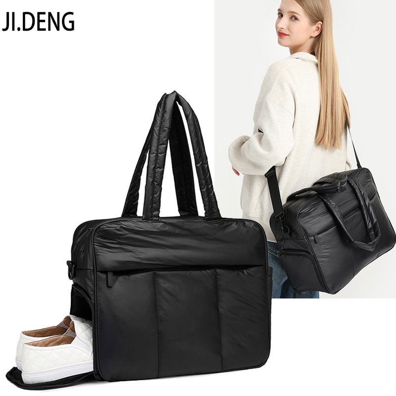 New cross-border down bag cotton-padded women's bag simple cotton-filled space bag portable travel bag picnic tote shoulder bag