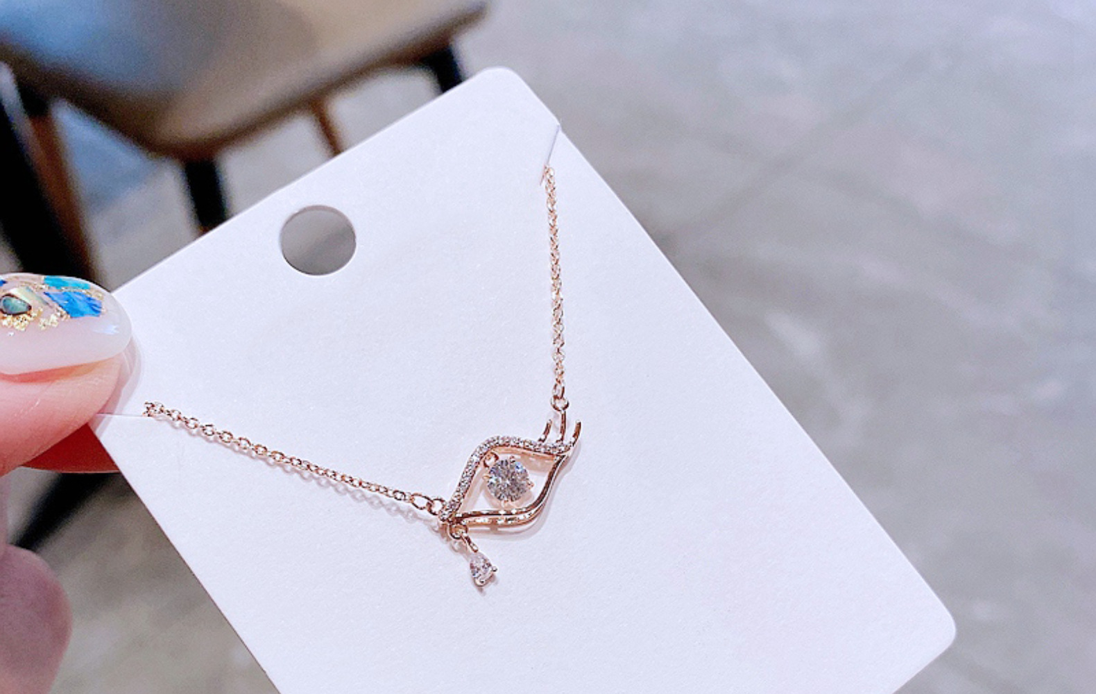 High-Grade INS Cool Style Fashion Zircon Tears Eye Clavicle Chain Graceful Personality Necklace for 