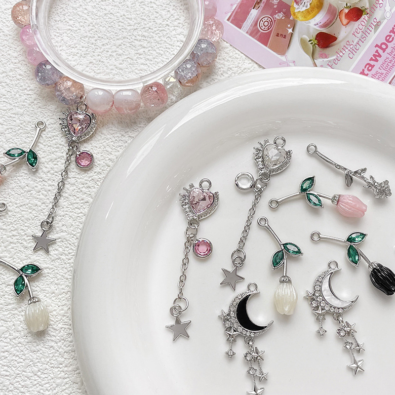 5g Weight Pendant Jewelry Making Type 13*55mm Jewelry Making Size DIY Jewelry Accessories Classification 1 Piece Quantity Alloy Material Star, Heart Shape, Flower Pattern All Seasons Season Plating Design Elegant, Gothic Style 1 Piece 13*55mm Alloy Star Heart Shape Flower Pendant Jewelry Accessories 2
