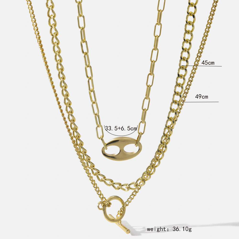 Fashion Heart Shape Lock Alloy Plating Womenu0027S Layered Necklaces 1 Piece