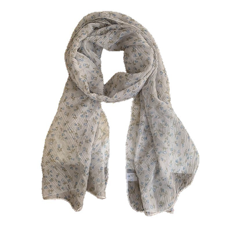 Bufanda delgada, nueva bufanda de seda de verano, pañuelo floral de alta calidad, bufanda de cuello, pequeño chal de protección solar fresco al por mayor