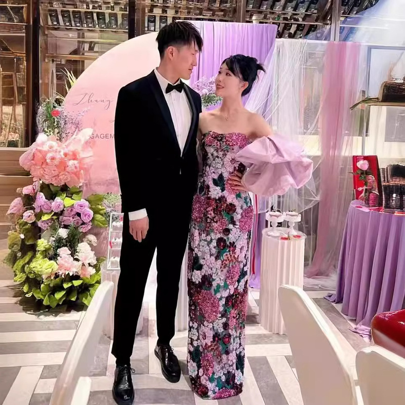 New Chinese-Style Fishtail Evening Dress 2026 New Light Luxury Niche Morning Gown Toast Dress Bride Purple Banquet Dress