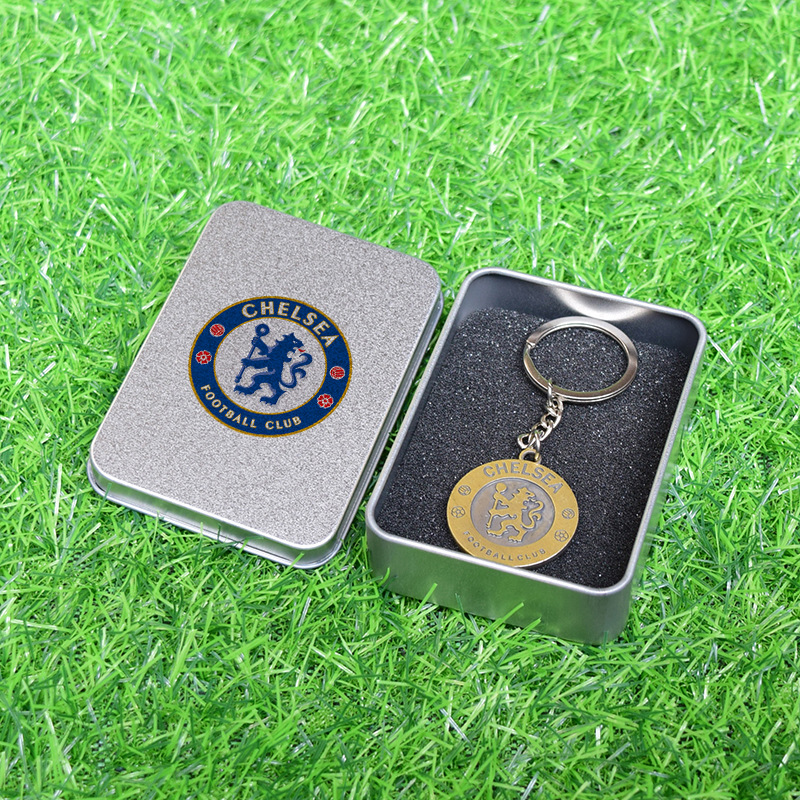 Club de fútbol insignia llavero Barcelona Real Madrid Manchester United AC Milan equipo militar tarjeta caja regalo