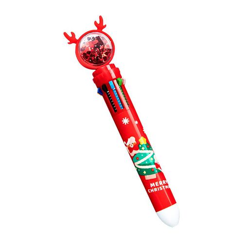 Christmas Cartoon Elk Ten-Color Pen Student Ten-in-One Color Multi-Color Pen Learning Office Account Ballpoint Pen 0.5