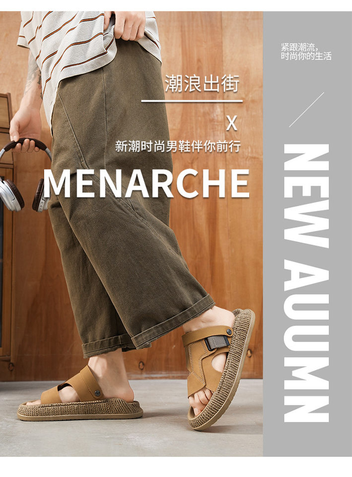 Dép sandal nam quai ngang mở ngón chân, đế EVA chống trượt, thoáng khí, cỡ lớn — 8012 màu kaki, 8012 đen, 8012m màu chi tiết 6