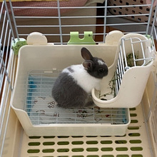 兔子食盆二合一兔碗食槽固定防扒喂食器龙猫粮饲料食盒草架