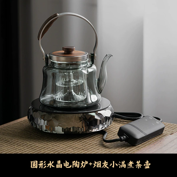 Round crystal electric pottery stove + soot-ass Xiaoman teapot