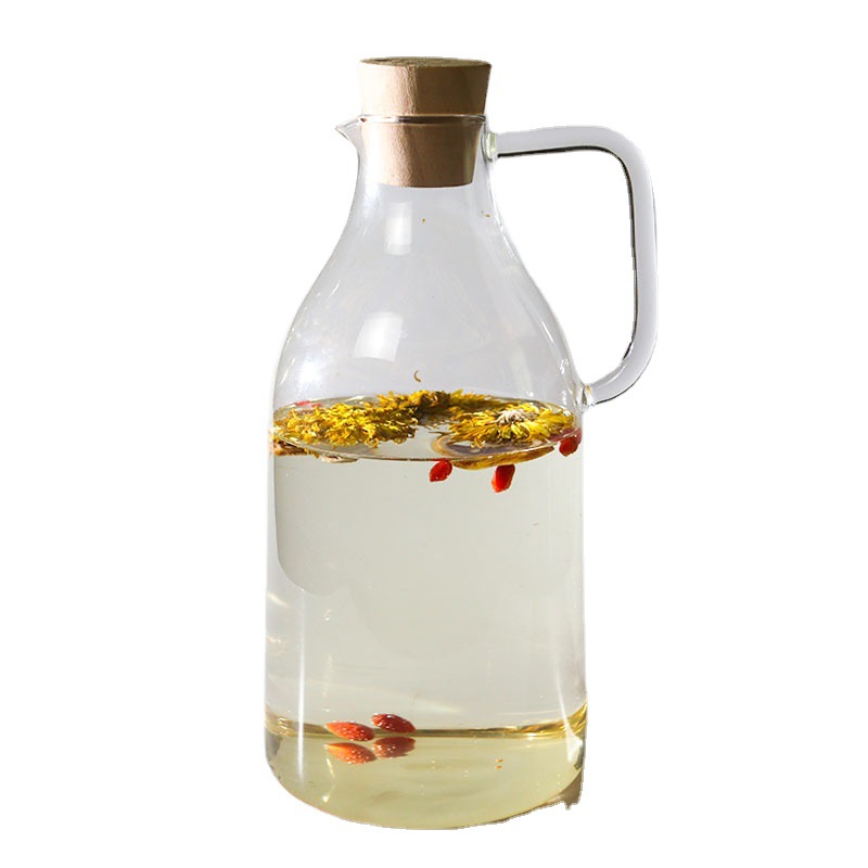 Taza de agua fría de vidrio resistente al calor, tetera de té de gran capacidad, taza de agua fría blanca resistente a altas temperaturas, tetera de jugo de fruta