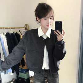 新款设计高级美式秋季复古百搭外套短款棒球外套宽松休闲夹克上衣