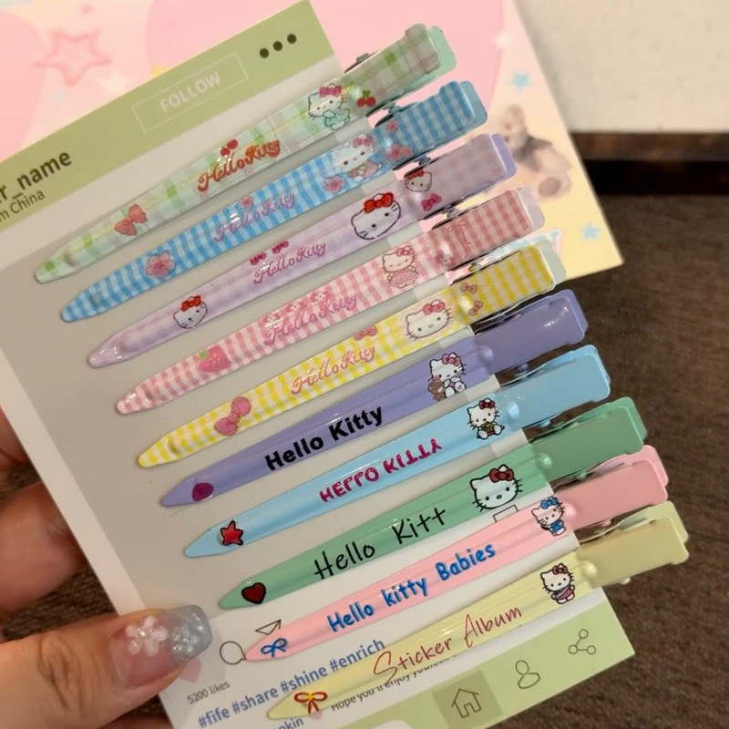 キティヘアピン、ワンラインヘアピン、超妖精かわいい漫画の頭飾り、かわいい女の子のふわふわ前髪、カッティングヘア、カモノハシクリップ|undefined