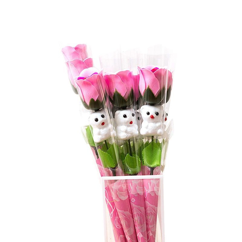 Solo oso jabón flor Día de San Valentín chino tres u ocho Festival Clavel empuje regalo jabón flor simulación flor eterna